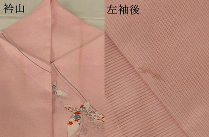 平和屋着物＊夏物 小紋 絽 吉祥舞蝶文 洗える着物 AABH2541jd