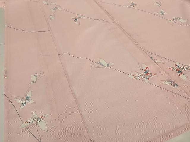 平和屋着物＊夏物 小紋 絽 吉祥舞蝶文 洗える着物 AABH2541jd