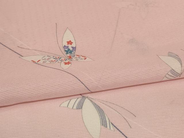 平和屋着物＊夏物 小紋 絽 吉祥舞蝶文 洗える着物 AABH2541jd