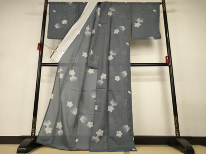 平和屋着物＊夏物　小紋　絽　舞桜文　洗える着物　AABH2542jd
