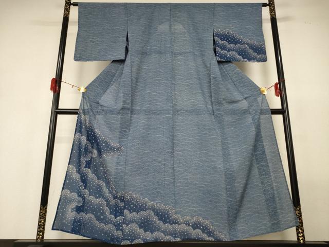 平和屋着物＊夏物 訪問着 絽 雲取り舞花文 正絹 逸品 AABH2545jd