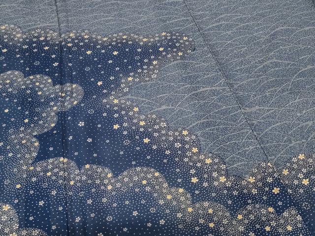 平和屋着物＊夏物 訪問着 絽 雲取り舞花文 正絹 逸品 AABH2545jd