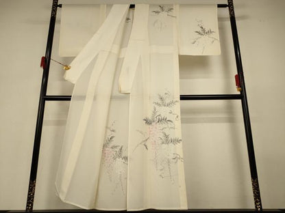 平和屋着物＊夏物 訪問着 絽 手描き 草花文 正絹 逸品 AABH2551jd