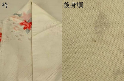 平和屋着物＊夏物 小紋 絽 流水草花文 洗える着物 AABH2553jd