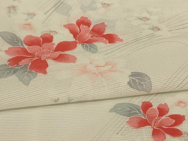 平和屋着物＊夏物 小紋 絽 流水草花文 洗える着物 AABH2553jd