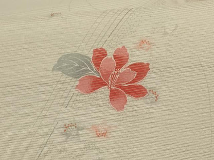 平和屋着物＊夏物 小紋 絽 流水草花文 洗える着物 AABH2553jd