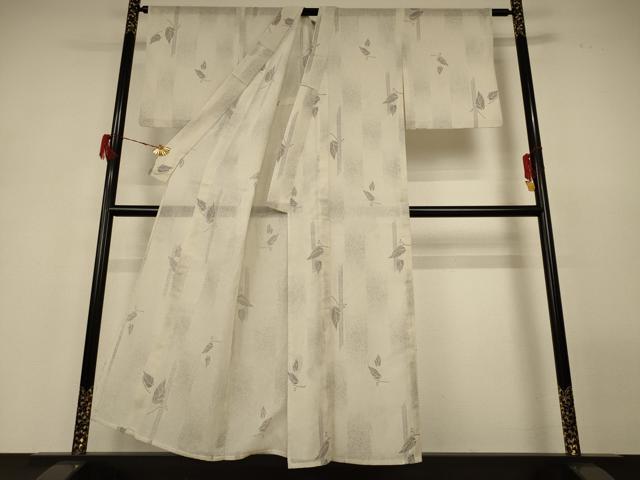 平和屋着物＊夏物 小紋 紗 枝葉文 洗える着物 AABH2554jd
