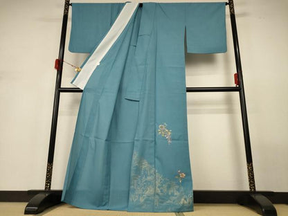 平和屋着物＊夏物 訪問着 絽 刺繍 辻が花 金彩 洗える着物 AABH2556jd