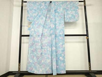 平和屋着物＊夏物 小紋 絽 舞花文 正絹 逸品 AABH2563ck
