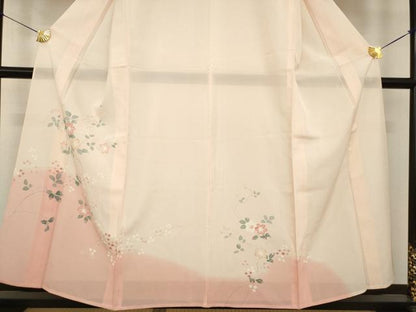 平和屋着物＊夏物 訪問着 絽 友禅 草花文 暈し染め 正絹 逸品 AABH2565ck