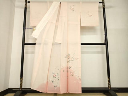 平和屋着物＊夏物 訪問着 絽 友禅 草花文 暈し染め 正絹 逸品 AABH2565ck