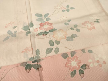 平和屋着物＊夏物 訪問着 絽 友禅 草花文 暈し染め 正絹 逸品 AABH2565ck
