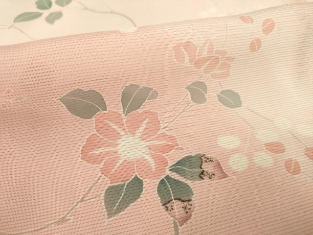 平和屋着物＊夏物 訪問着 絽 友禅 草花文 暈し染め 正絹 逸品 AABH2565ck
