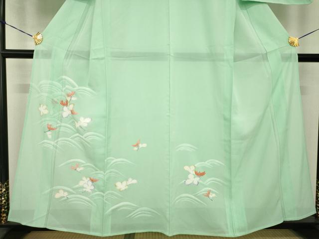 平和屋着物＊夏物　訪問着　絽　立波花文　銀彩　正絹　逸品　未使用　AABH2567ck