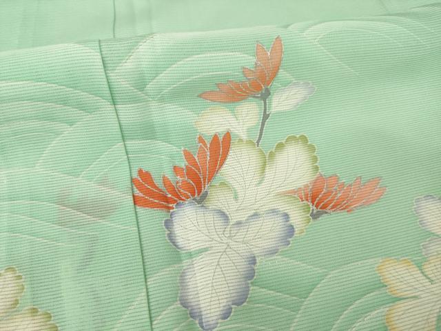 平和屋着物＊夏物　訪問着　絽　立波花文　銀彩　正絹　逸品　未使用　AABH2567ck