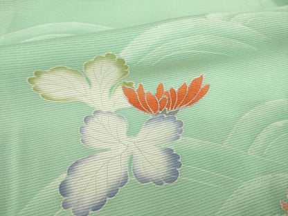 平和屋着物＊夏物　訪問着　絽　立波花文　銀彩　正絹　逸品　未使用　AABH2567ck