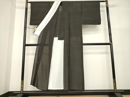 平和屋着物＊夏物 小紋 格子 正絹 逸品 AABH2568ck