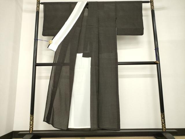 平和屋着物＊夏物 小紋 格子 正絹 逸品 AABH2568ck