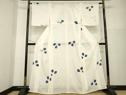 平和屋着物＊夏物 小紋 絽 絞り 舞葉文 正絹 逸品 AABH2570ck