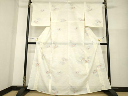 平和屋着物＊夏物 小紋 絽 地紙花文 洗える着物 未使用 AABH2573ck