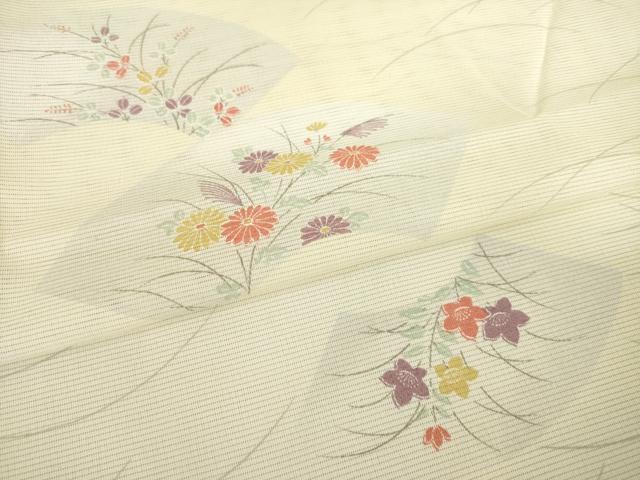 平和屋着物＊夏物 小紋 絽 地紙花文 洗える着物 未使用 AABH2573ck