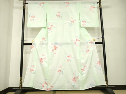 平和屋着物＊夏物 訪問着 絽 草花文 洗える着物 AABH2578ck
