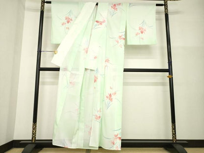 平和屋着物＊夏物 訪問着 絽 草花文 洗える着物 AABH2578ck