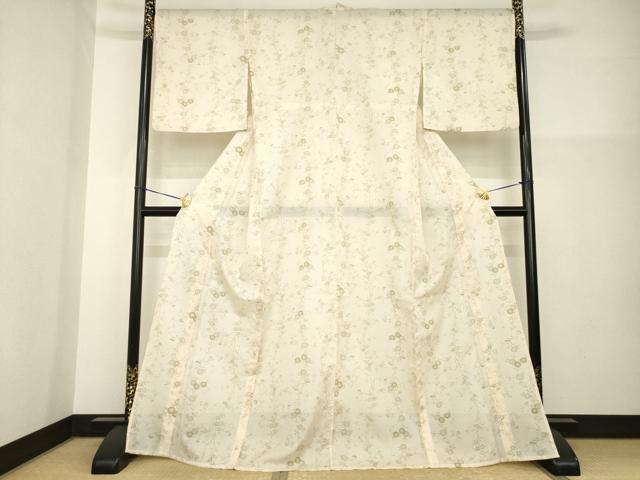 平和屋着物＊夏物 小紋 絽 花唐草文 洗える着物 AABH2579ck