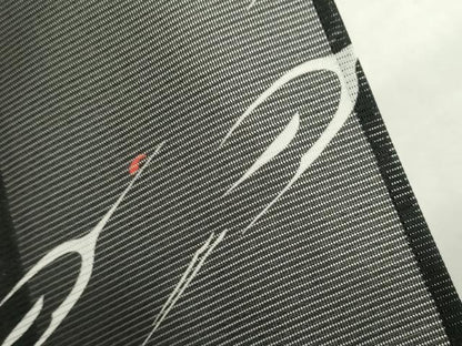 平和屋着物＊夏物 小紋 絽 飛鶴文 黒地 洗える着物 AABH2581ck
