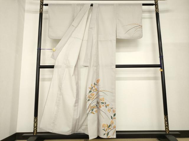平和屋着物＊夏物 訪問着 絽 草花文 銀彩 洗える着物 AABH2582ck