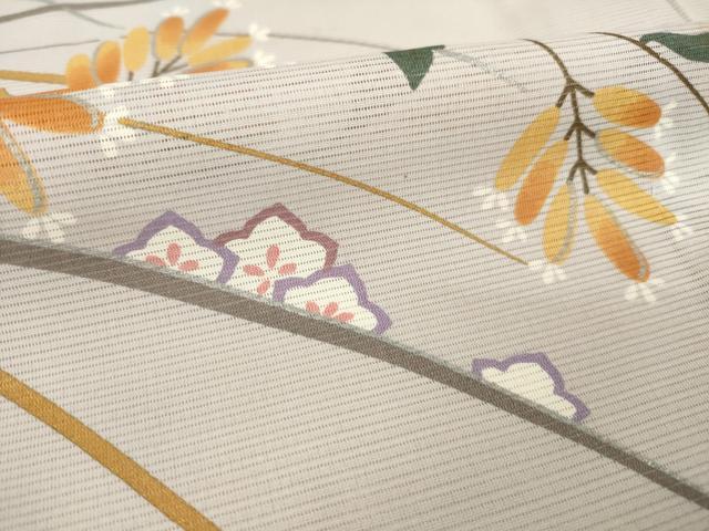 平和屋着物＊夏物 訪問着 絽 草花文 銀彩 洗える着物 AABH2582ck