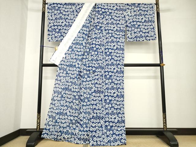 平和屋着物＊夏物 小紋 絽 流水楓文 やまと誂製 洗える着物 AABH2585ck