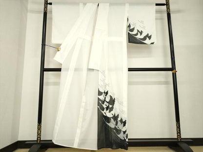 平和屋着物＊夏物 訪問着 絽 飛鶴文 洗える着物 AABH2588ck