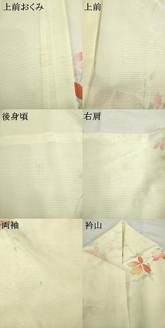 平和屋着物＊夏物 小紋 絽 枝花文 暈し染め 洗える着物 AABH2589ck