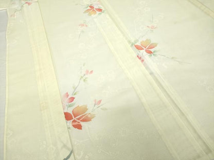 平和屋着物＊夏物 小紋 絽 枝花文 暈し染め 洗える着物 AABH2589ck