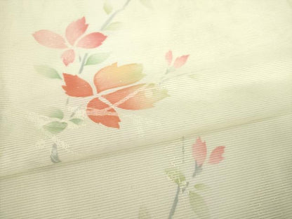 平和屋着物＊夏物 小紋 絽 枝花文 暈し染め 洗える着物 AABH2589ck