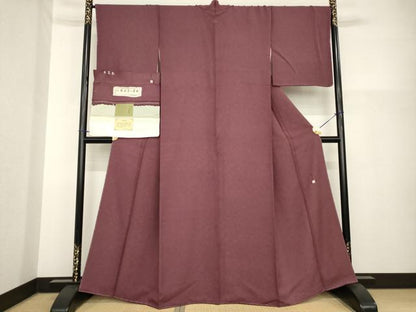 平和屋着物●上質な色無地　作家物　葉光　草木染　宇治茶の葉染　浅蘇芳色　丹後ちりめん　反端付き　正絹　逸品　未使用　AABH2599ck