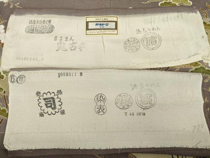平和屋着物●訪問着　友禅　駒刺繍　渡り橋桜松文　金彩　浜ちりめん　反端付き　正絹　逸品　AABH2602ck