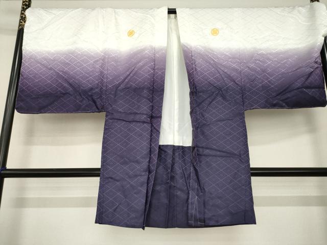 平和屋着物●男性　白紋付・羽織セット　菱文　キングサイズ　洗える着物　AABH2603ck
