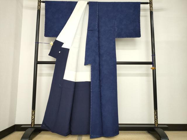 平和屋着物●藍造り国選定無形文化財　藍師・佐藤昭人　色無地　留紺色　正絹　逸品　未使用　AABH2604ck