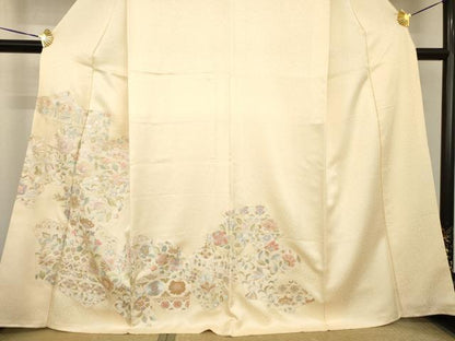 平和屋着物●訪問着　総刺繍　絽刺し　区限刺繍　更紗花文　正絹　逸品　AABH2611ck