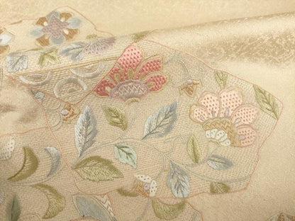 平和屋着物●訪問着　総刺繍　絽刺し　区限刺繍　更紗花文　正絹　逸品　AABH2611ck