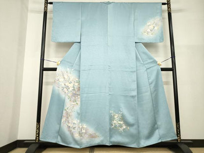 平和屋着物●訪問着　流水花文　暈し染め　金彩　正絹　逸品　AABH2614ck