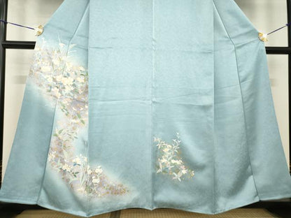 平和屋着物●訪問着　流水花文　暈し染め　金彩　正絹　逸品　AABH2614ck