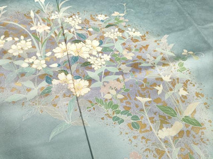 平和屋着物●訪問着　流水花文　暈し染め　金彩　正絹　逸品　AABH2614ck