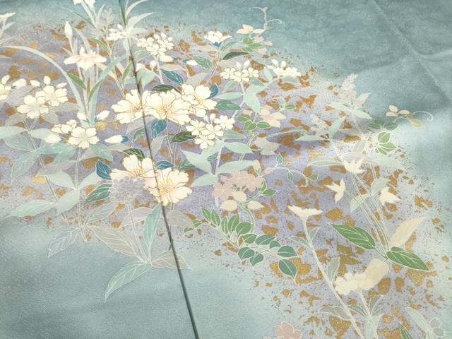 平和屋着物●訪問着　流水花文　暈し染め　金彩　正絹　逸品　AABH2614ck