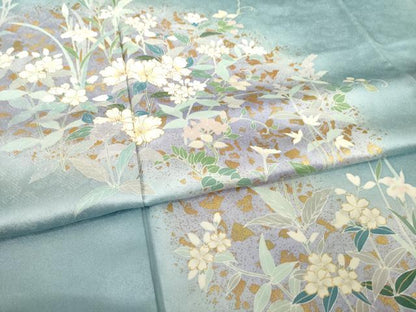 平和屋着物●訪問着　流水花文　暈し染め　金彩　正絹　逸品　AABH2614ck