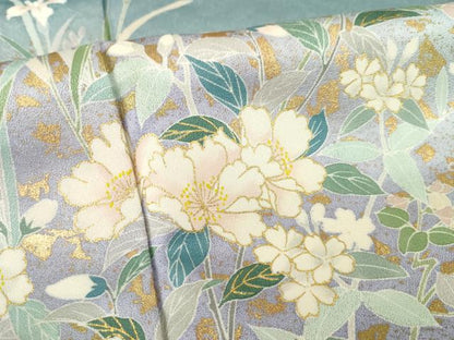 平和屋着物●訪問着　流水花文　暈し染め　金彩　正絹　逸品　AABH2614ck