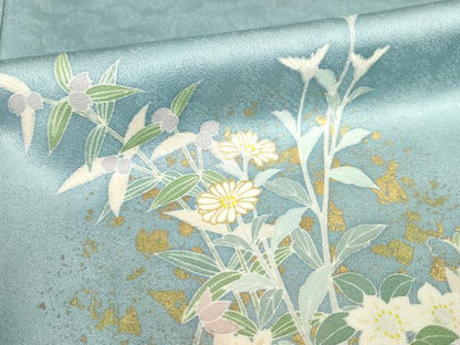 平和屋着物●訪問着　流水花文　暈し染め　金彩　正絹　逸品　AABH2614ck