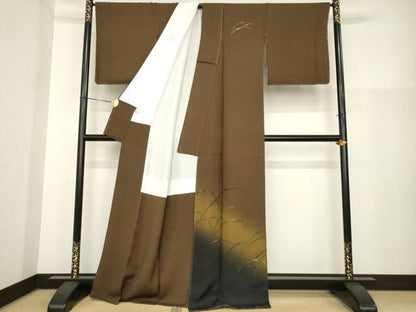 平和屋着物●訪問着　作家物　芝　暈し染め　金彩　正絹　逸品　未使用　AABH2618ck